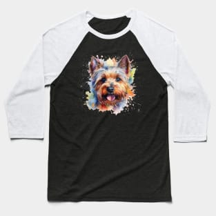 Yorkie Yorkshire Terrier Bright Watercolor Painting Baseball T-Shirt